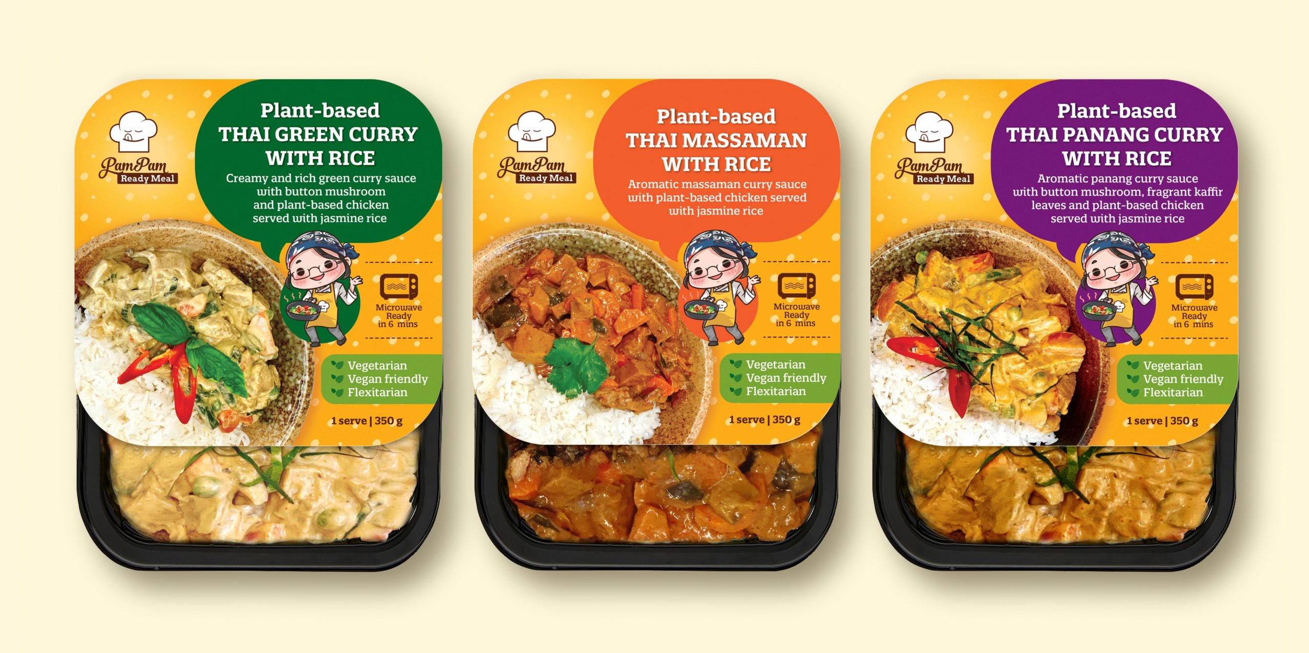 product-packaging-design-ready-meal-thai-vegan-graphic-design-pam-pam-buns-branding-agency-design-studio-pictoo-frozen-food-fmcg-australia-creative-agency