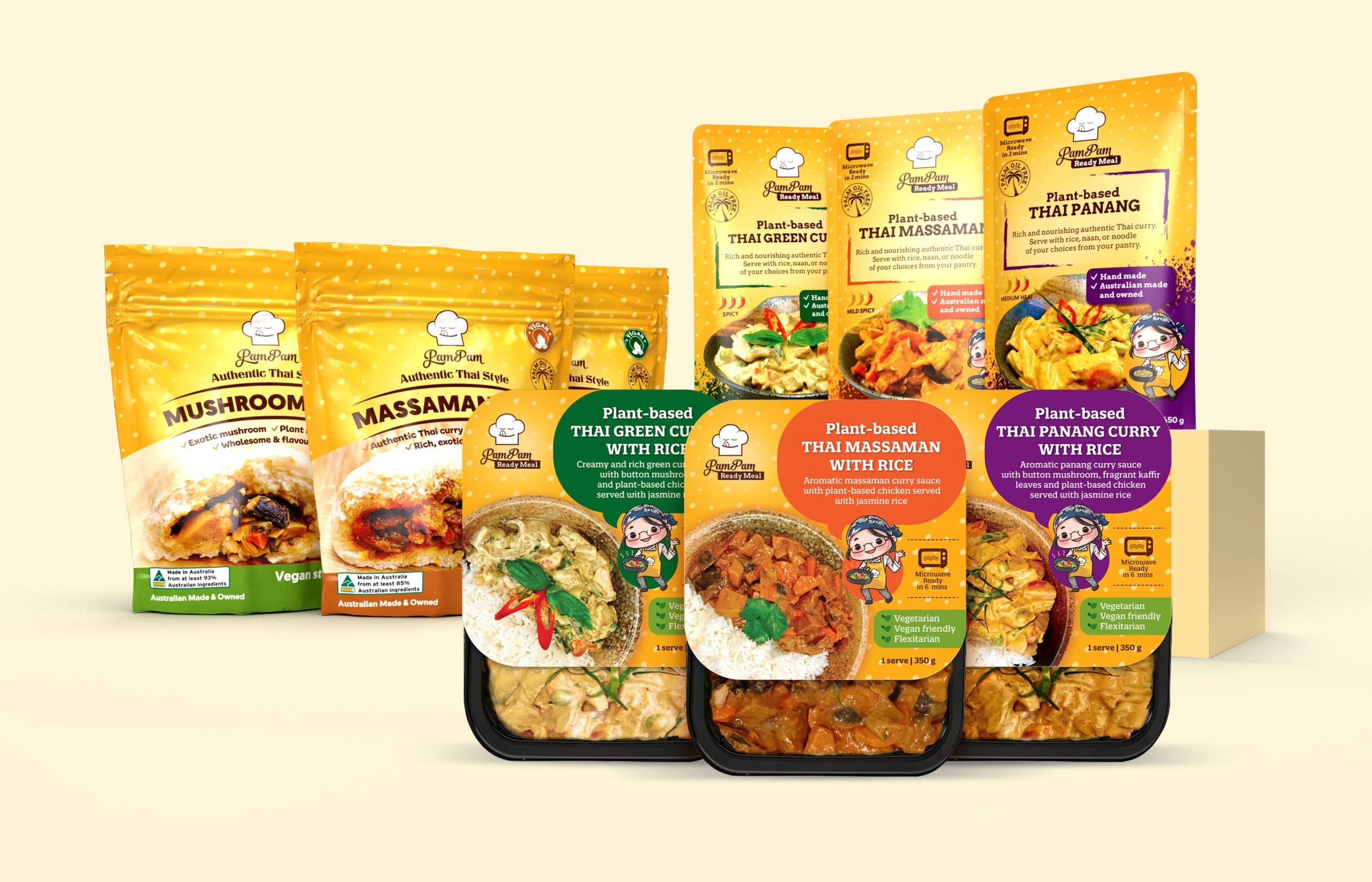 product-packaging-design-ready-meal-thai-vegan-graphic-design-pam-pam-buns-branding-agency-design-studio-pictoo